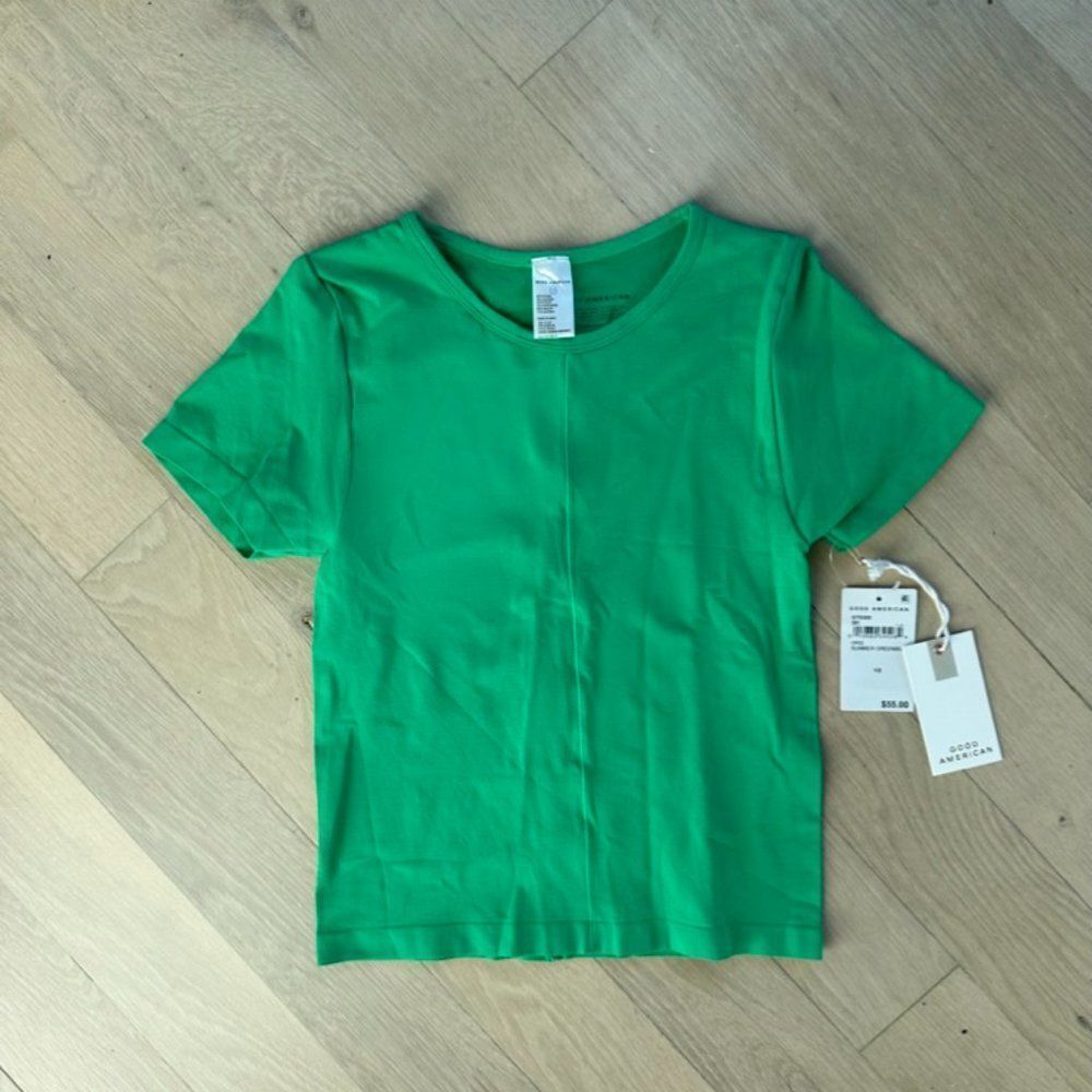 Good American So Soft Sculpted T-Shirt Summer Green